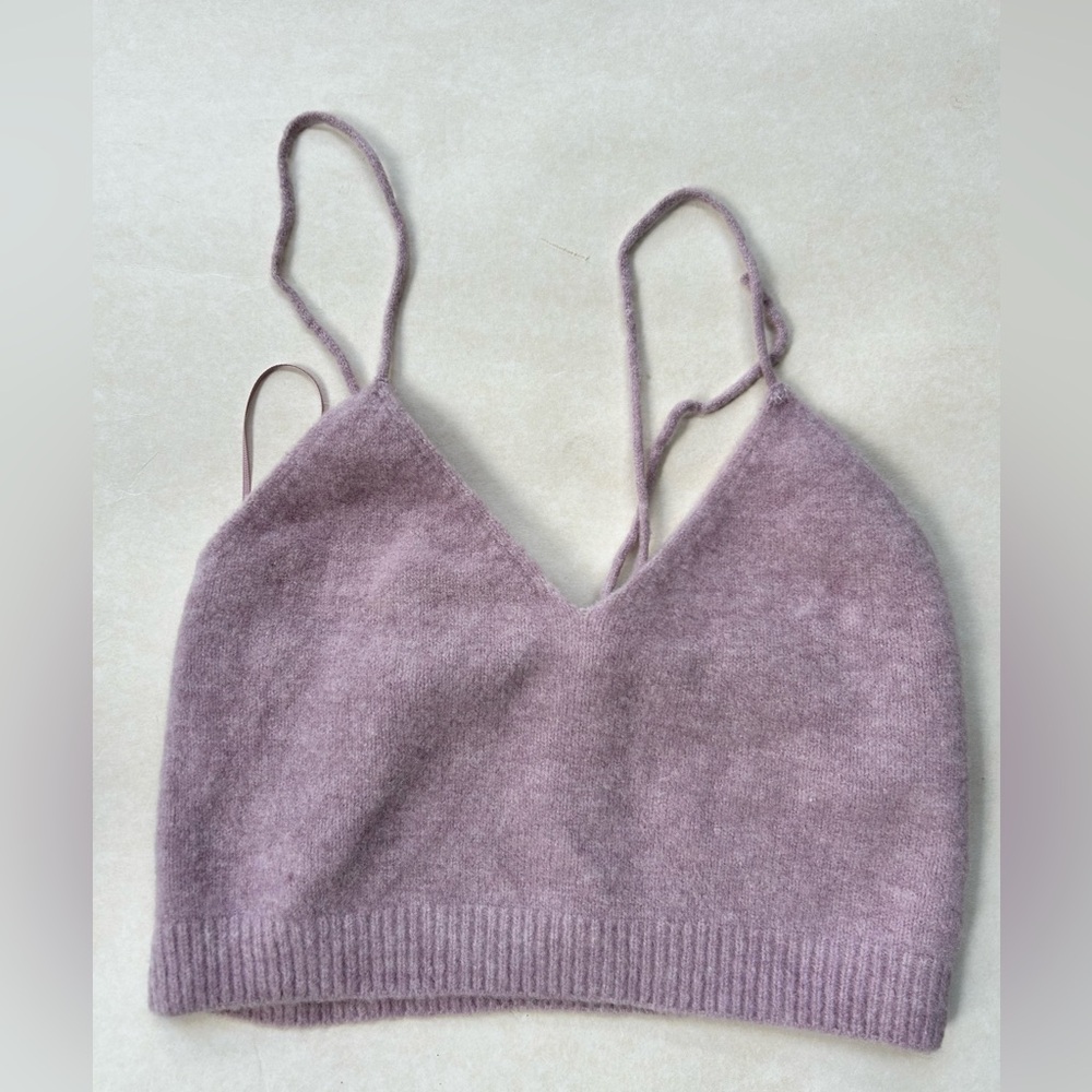 Zara Lilac soft Wool blend Bralette Top purple size large excellent condition L